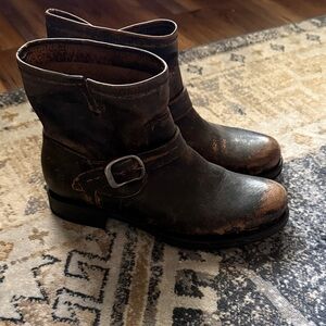 Frye Distressed Brown Ankle Boots